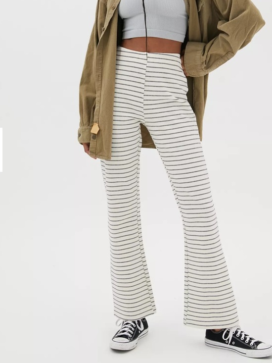 Urban Outfitters Pants - Urban Outfitters Cream & Black Striped Naomi Flare Knit Pants Medium NWT